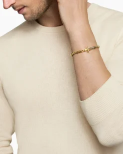 Waves Dagger Bracelet 18K Yellow Gold with Cognac Diamonds, 5mm