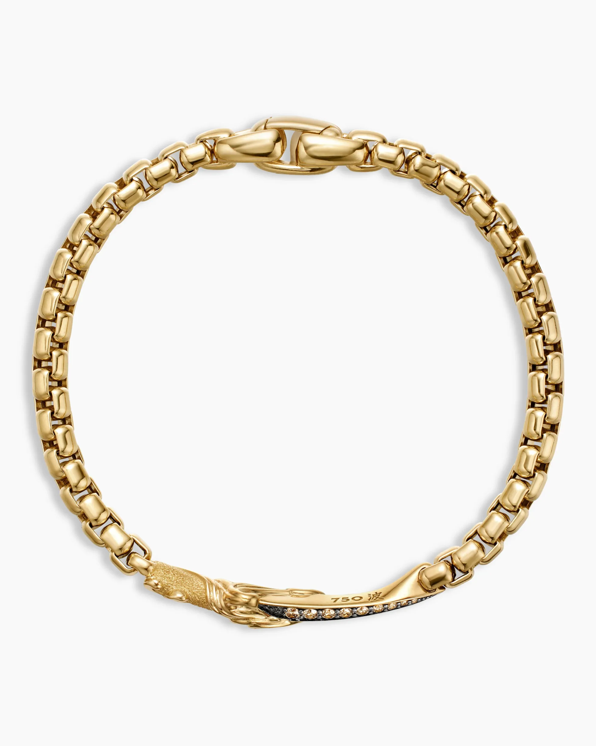 Waves Dagger Bracelet 18K Yellow Gold with Cognac Diamonds, 5mm