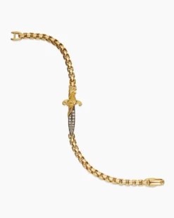 Waves Dagger Bracelet 18K Yellow Gold with Cognac Diamonds, 5mm