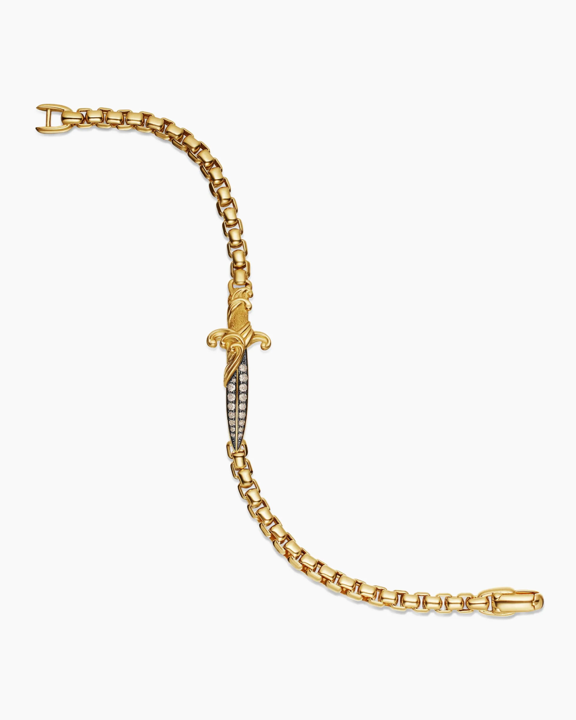 Waves Dagger Bracelet 18K Yellow Gold with Cognac Diamonds, 5mm