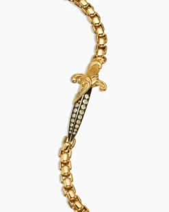 Waves Dagger Bracelet 18K Yellow Gold with Cognac Diamonds, 5mm