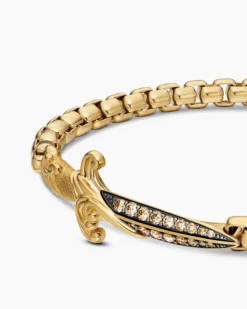 Waves Dagger Bracelet 18K Yellow Gold with Cognac Diamonds, 5mm