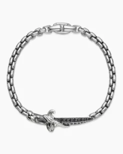 Waves Dagger Bracelet Sterling Silver with Black Diamonds, 5mm