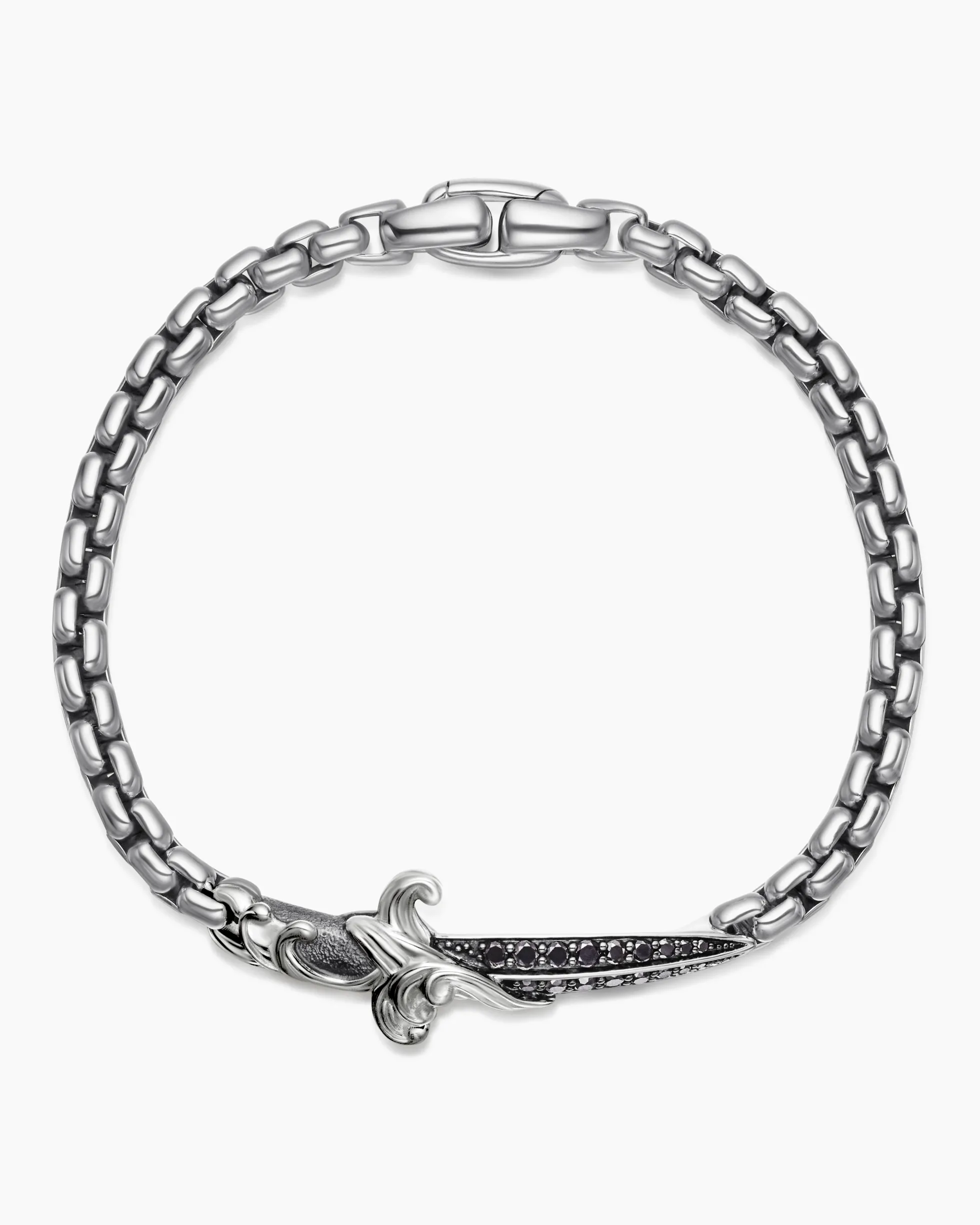 Waves Dagger Bracelet Sterling Silver with Black Diamonds, 5mm