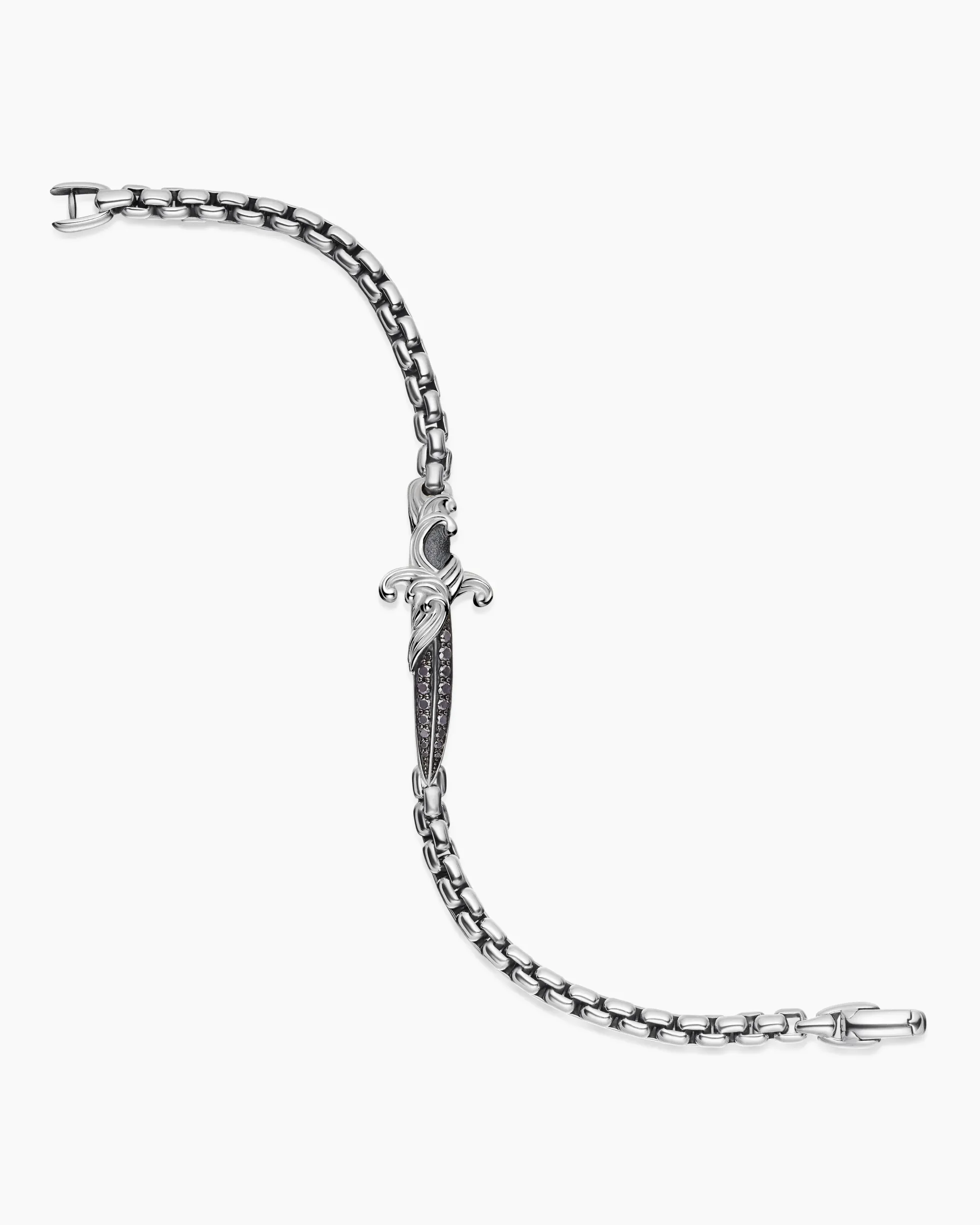 Waves Dagger Bracelet Sterling Silver with Black Diamonds, 5mm