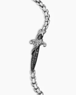 Waves Dagger Bracelet Sterling Silver with Black Diamonds, 5mm