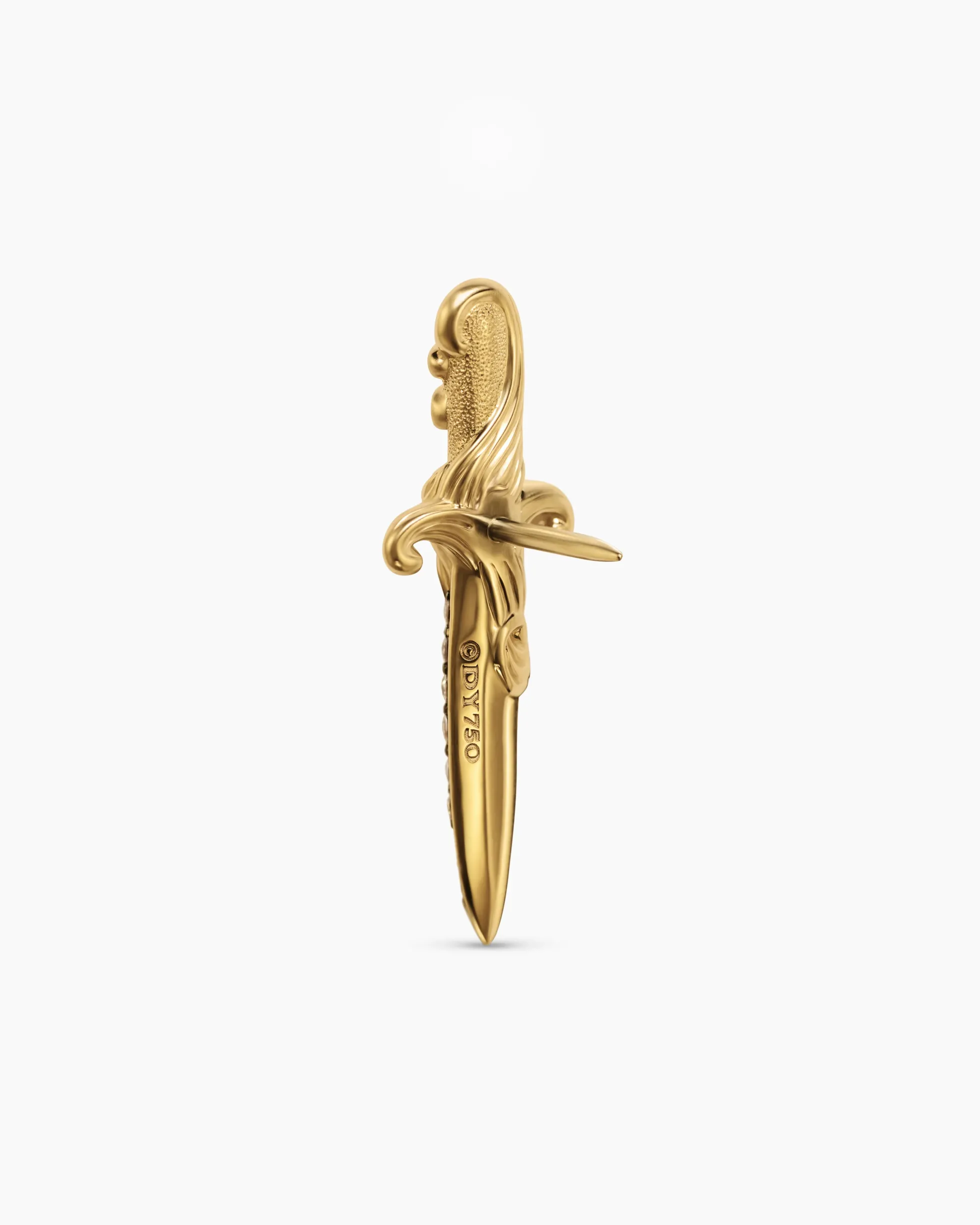Waves Dagger Lapel Pin 18K Yellow Gold with Cognac Diamonds, 30mm