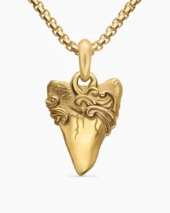 Waves Shark Tooth Amulet 18K Yellow Gold, 25mm