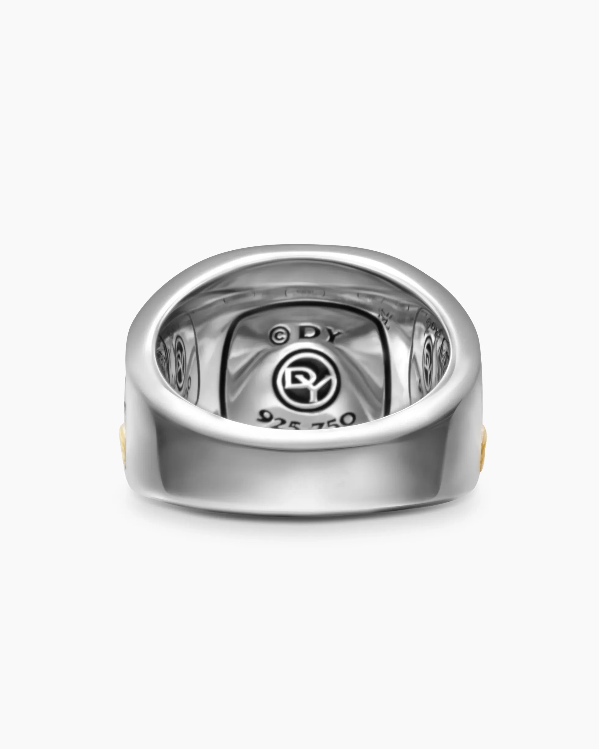 Waves Signet Ring Sterling Silver with 18K Yellow Gold and Diamonds, 18.8mm
