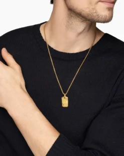Waves Tag 18K Yellow Gold, 27mm