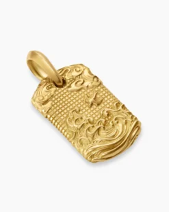Waves Tag 18K Yellow Gold, 27mm