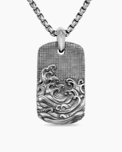 Waves Tag Sterling Silver, 35mm