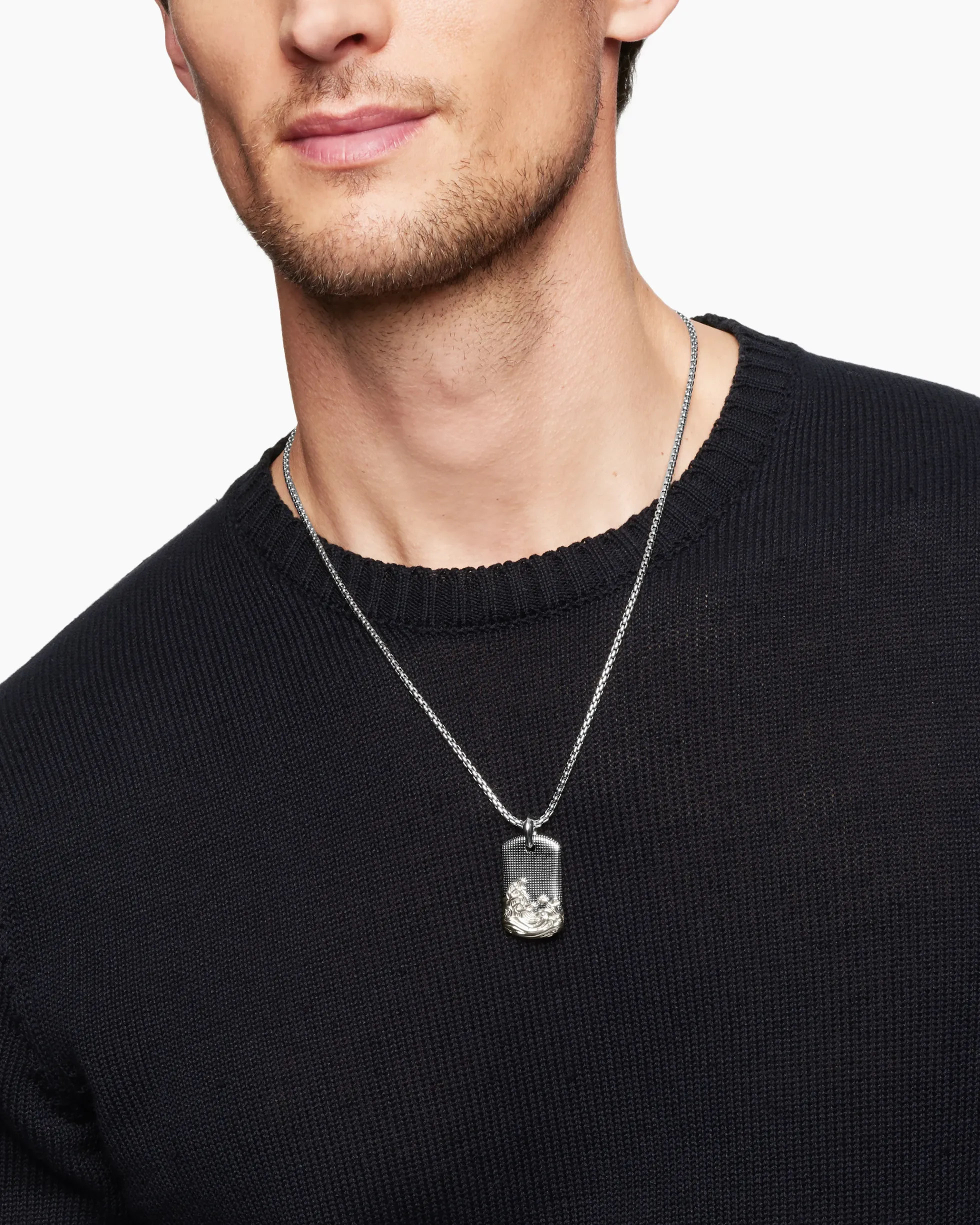 Waves Tag Sterling Silver, 35mm
