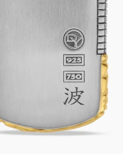 Waves Tag Sterling Silver with 18K Yellow Gold, 27mm