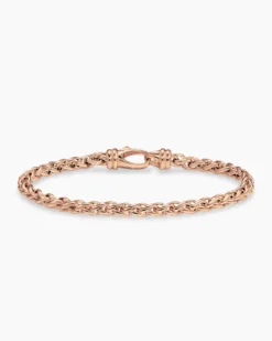 Wheat Chain Bracelet 18K Rose Gold, 4mm