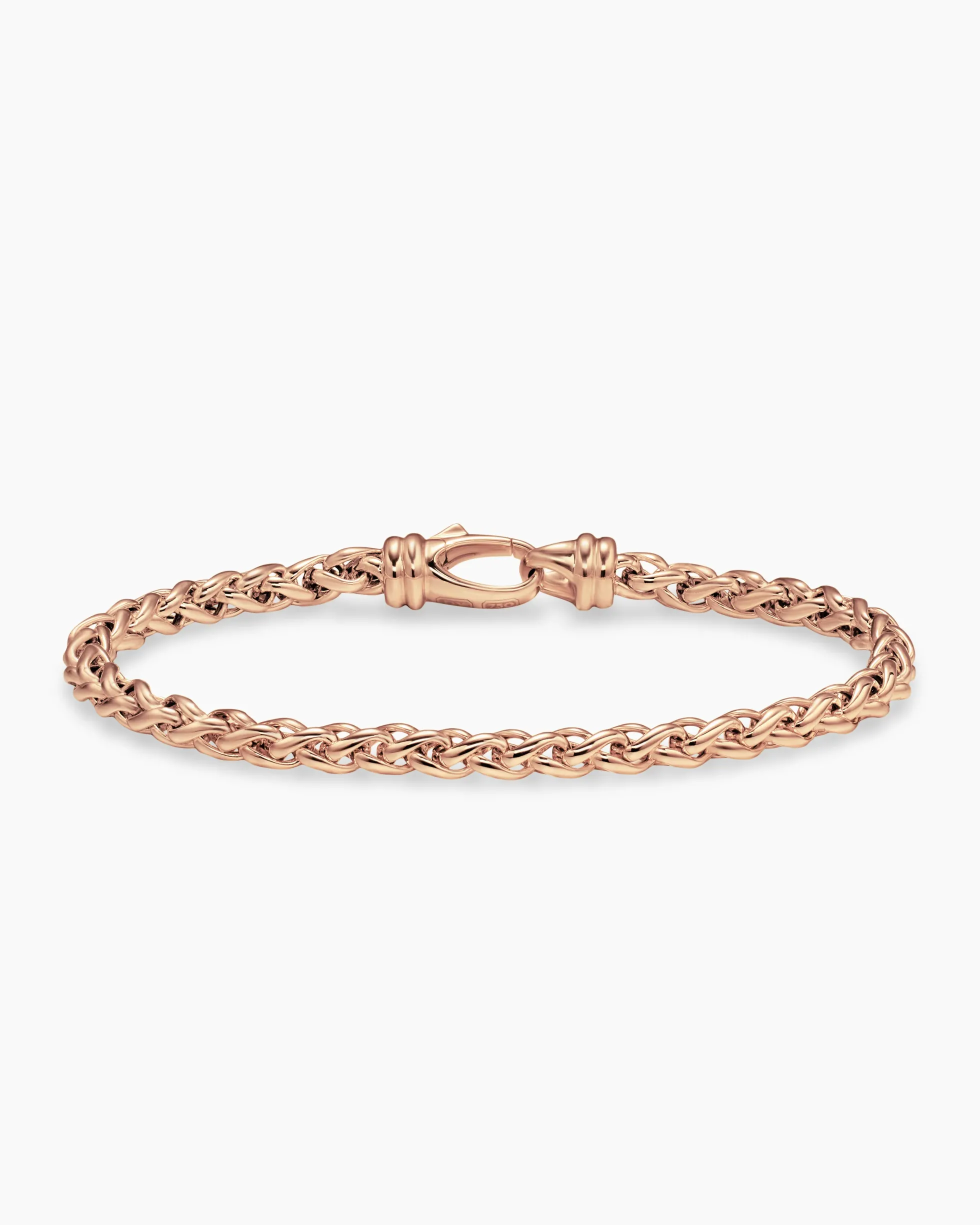Wheat Chain Bracelet 18K Rose Gold, 4mm