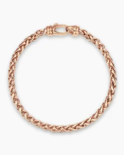 Wheat Chain Bracelet 18K Rose Gold, 4mm