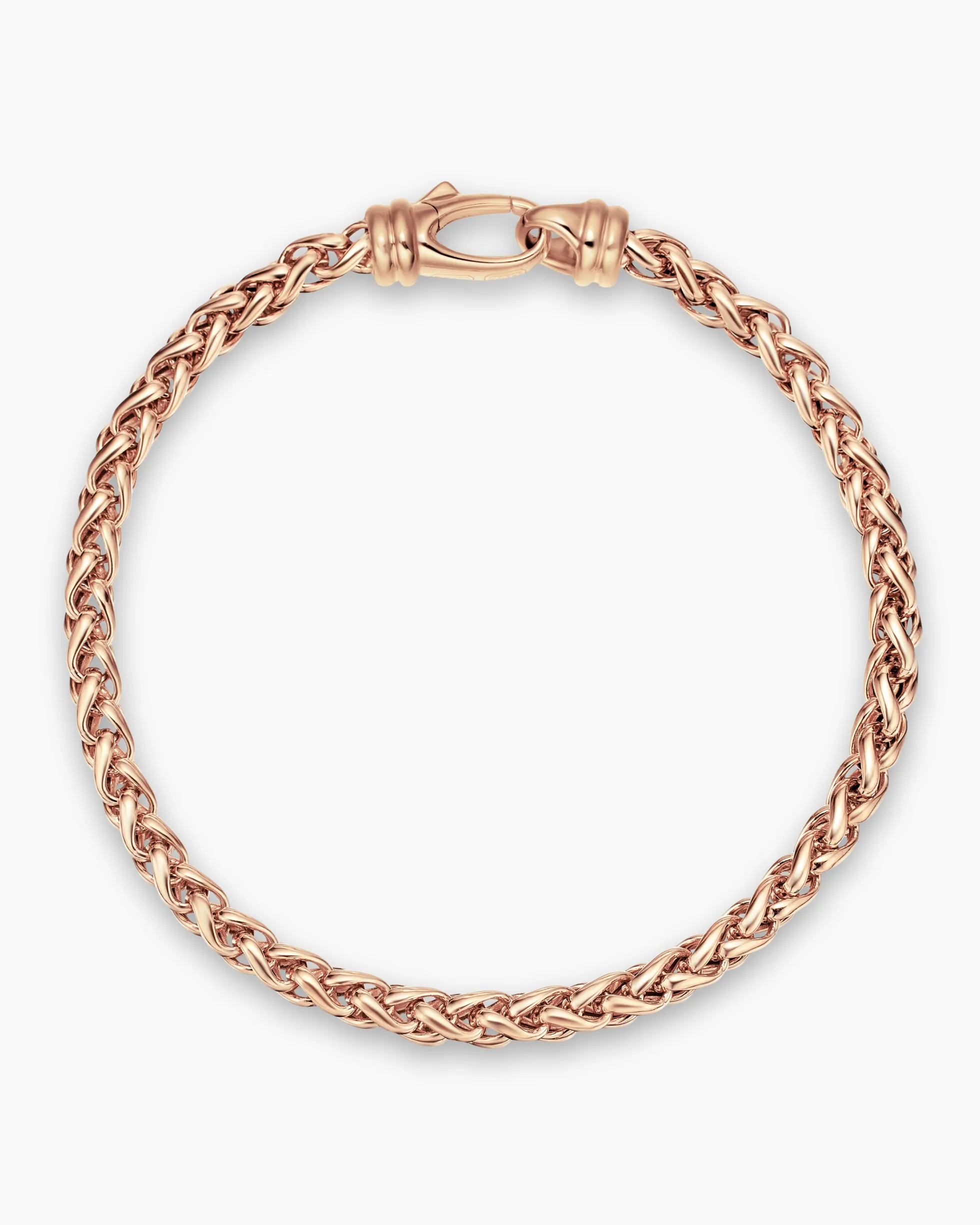 Wheat Chain Bracelet 18K Rose Gold, 4mm