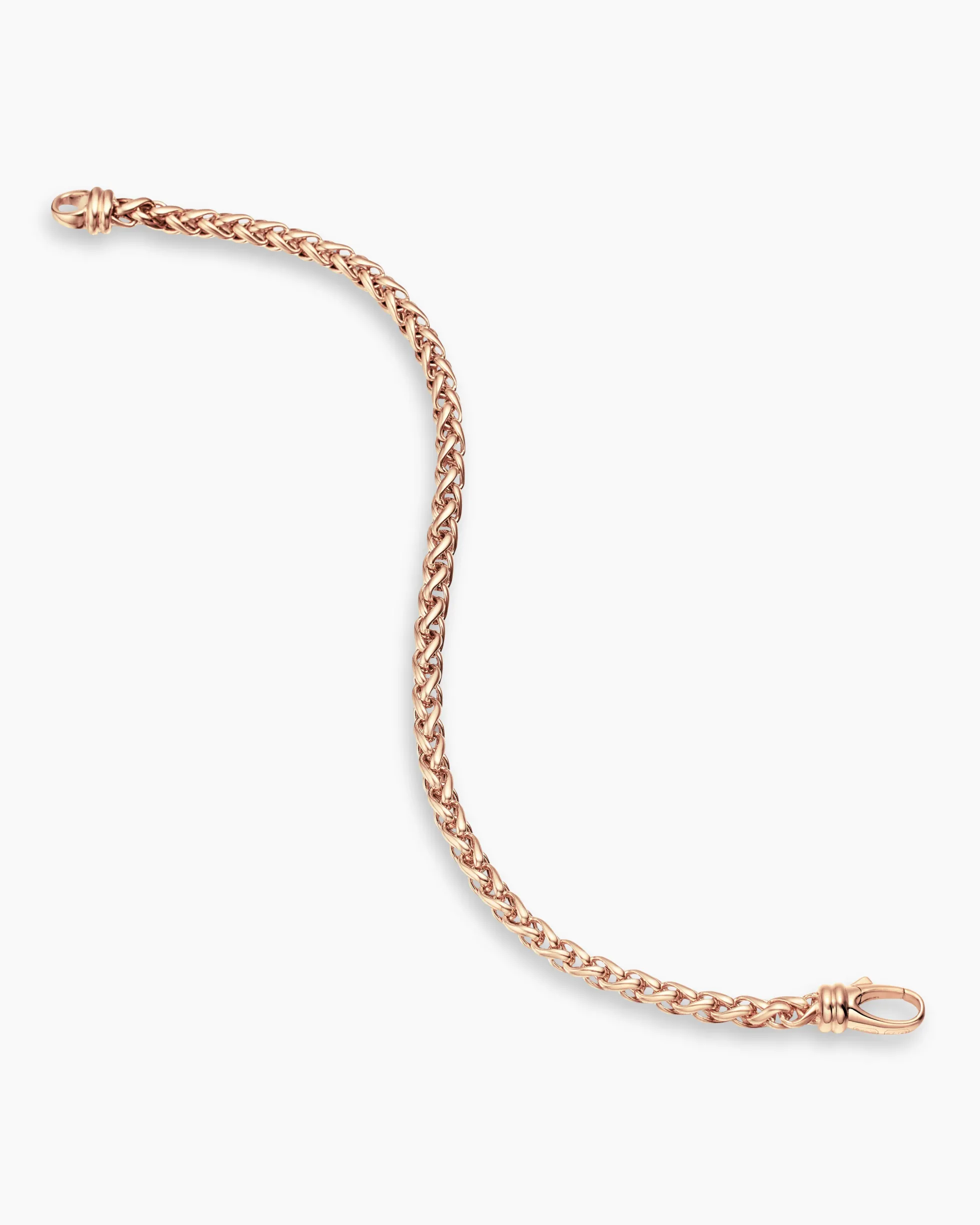 Wheat Chain Bracelet 18K Rose Gold, 4mm