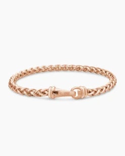Wheat Chain Bracelet 18K Rose Gold, 4mm