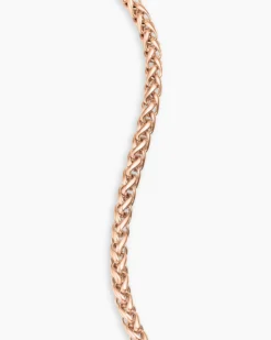 Wheat Chain Bracelet 18K Rose Gold, 4mm