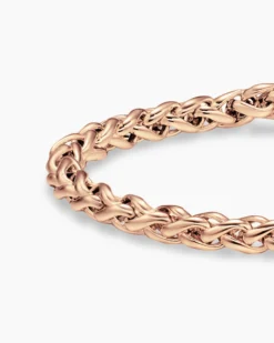Wheat Chain Bracelet 18K Rose Gold, 4mm