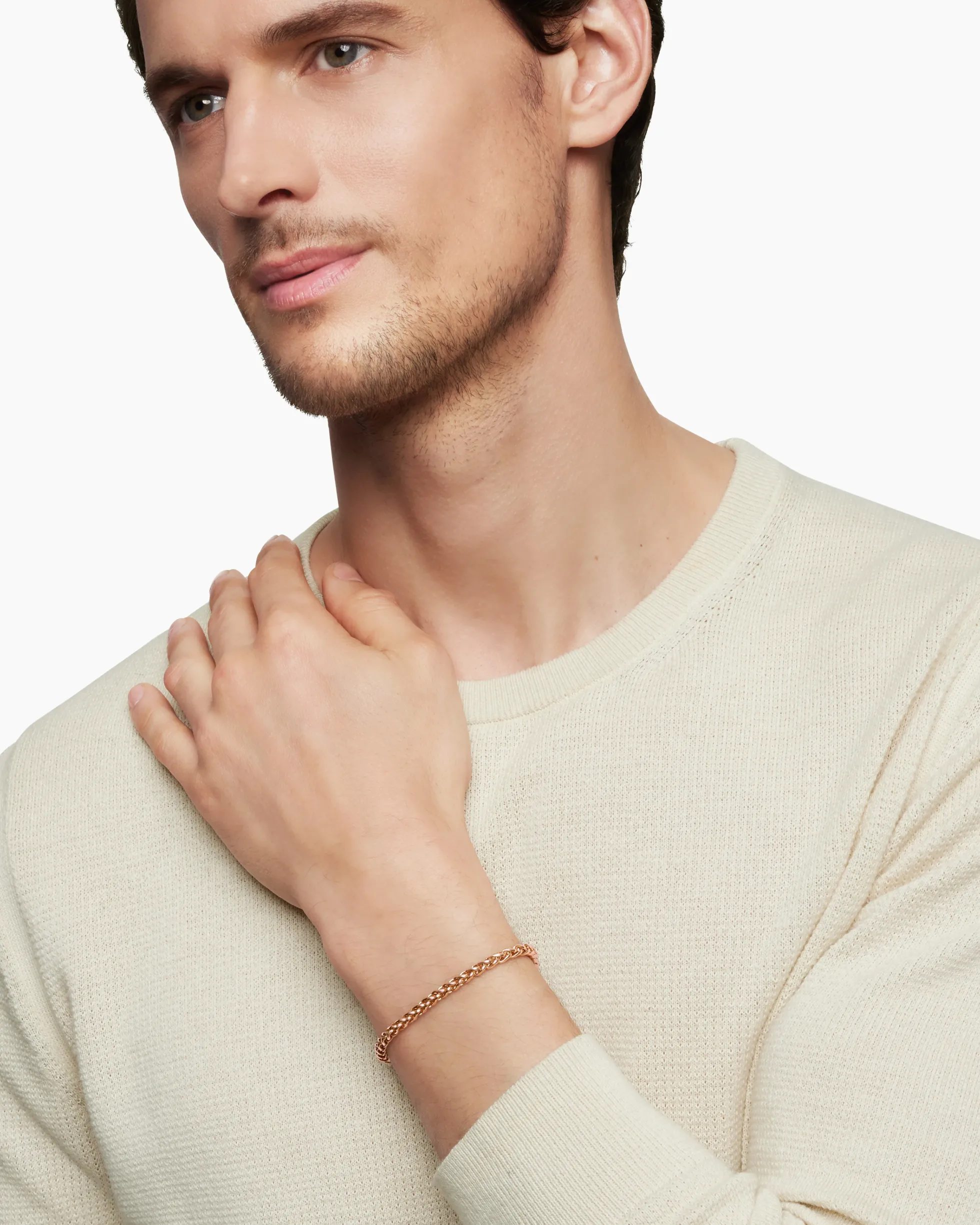 Wheat Chain Bracelet 18K Rose Gold, 4mm