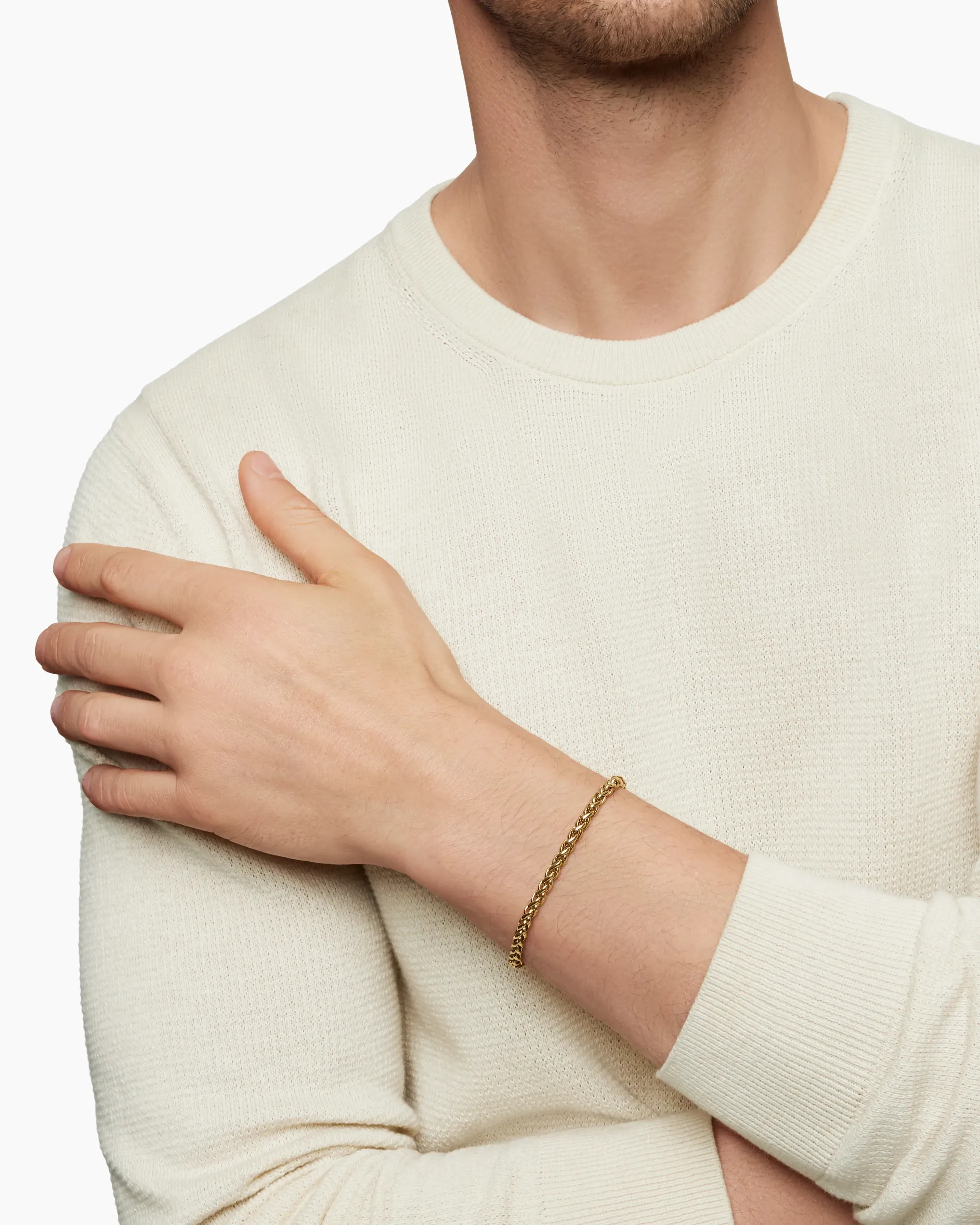Wheat Chain Bracelet 18K Yellow Gold, 4mm