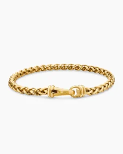Wheat Chain Bracelet 18K Yellow Gold, 4mm
