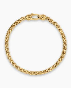 Wheat Chain Bracelet 18K Yellow Gold, 4mm