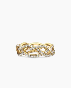 Wisteria® Band Ring 18K Yellow Gold with Diamonds, 7.3mm