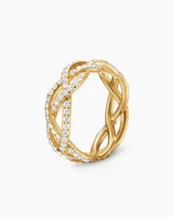 Wisteria® Band Ring 18K Yellow Gold with Diamonds, 7.3mm
