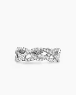Wisteria® Band Ring Platinum with Diamonds, 7.3mm