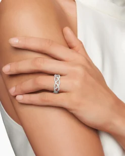 Wisteria® Band Ring Platinum with Diamonds, 7.3mm