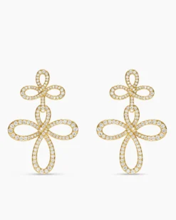 Wisteria® Drop Earrings 18K Yellow Gold with Diamonds, 37.8mm
