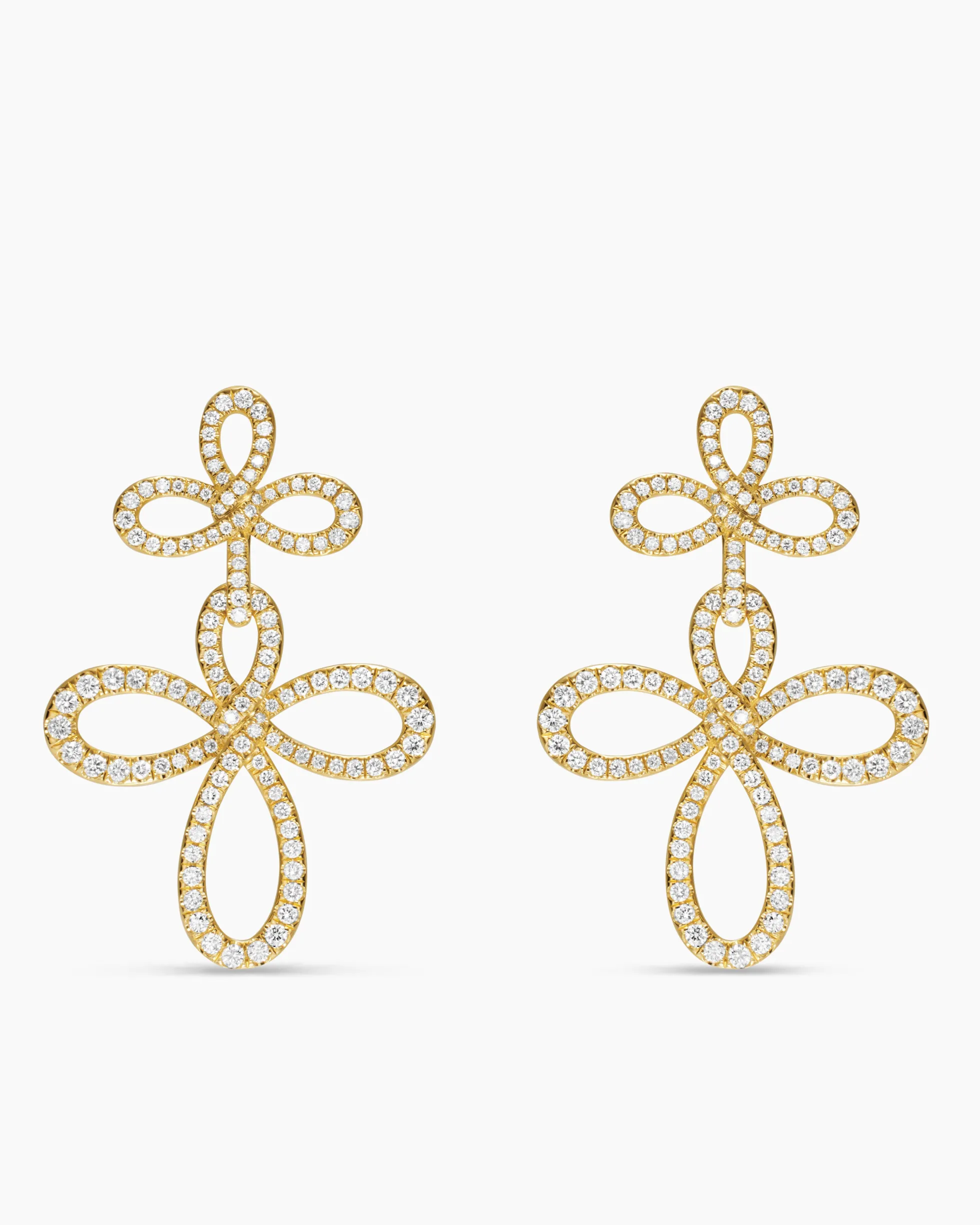 Wisteria® Drop Earrings 18K Yellow Gold with Diamonds, 37.8mm