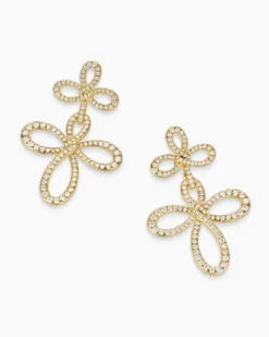 Wisteria® Drop Earrings 18K Yellow Gold with Diamonds, 37.8mm
