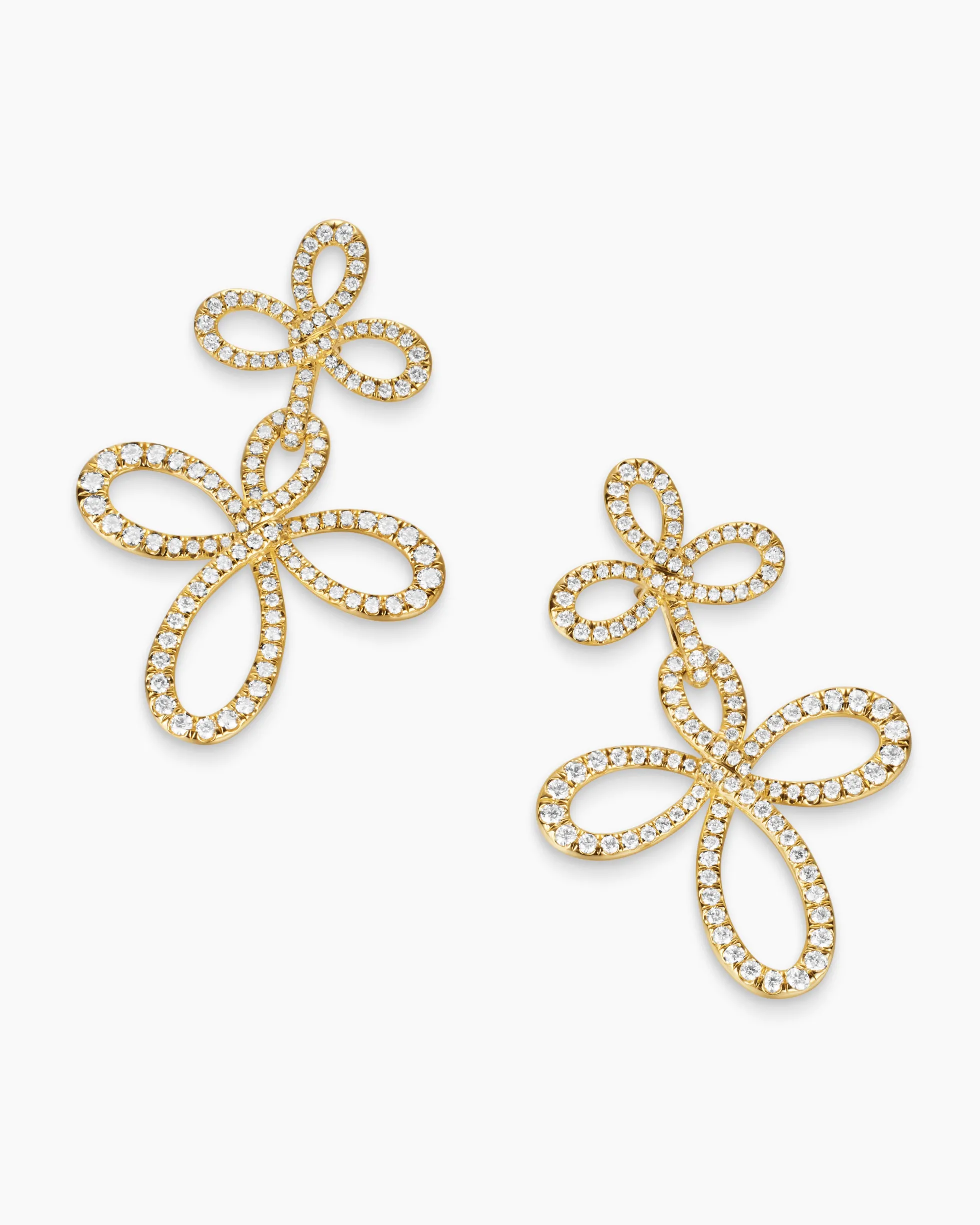 Wisteria® Drop Earrings 18K Yellow Gold with Diamonds, 37.8mm
