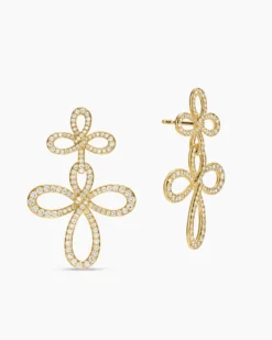 Wisteria® Drop Earrings 18K Yellow Gold with Diamonds, 37.8mm