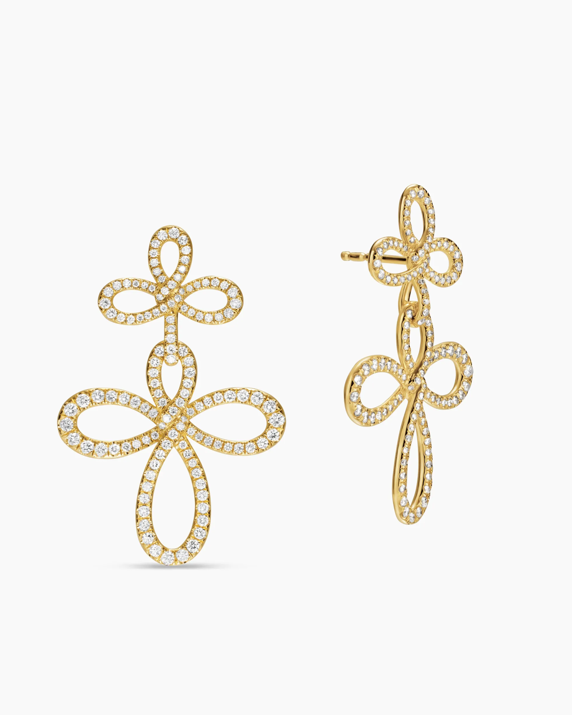 Wisteria® Drop Earrings 18K Yellow Gold with Diamonds, 37.8mm