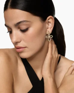 Wisteria® Drop Earrings 18K Yellow Gold with Diamonds, 37.8mm