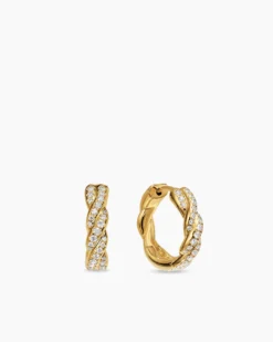 Wisteria® Hoop Earrings 18K Yellow Gold with Diamonds, 16mm