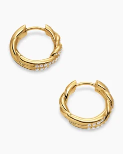 Wisteria® Hoop Earrings 18K Yellow Gold with Diamonds, 16mm