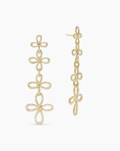 Wisteria® Statement Drop Earrings 18K Yellow Gold with Diamonds, 88.7mm