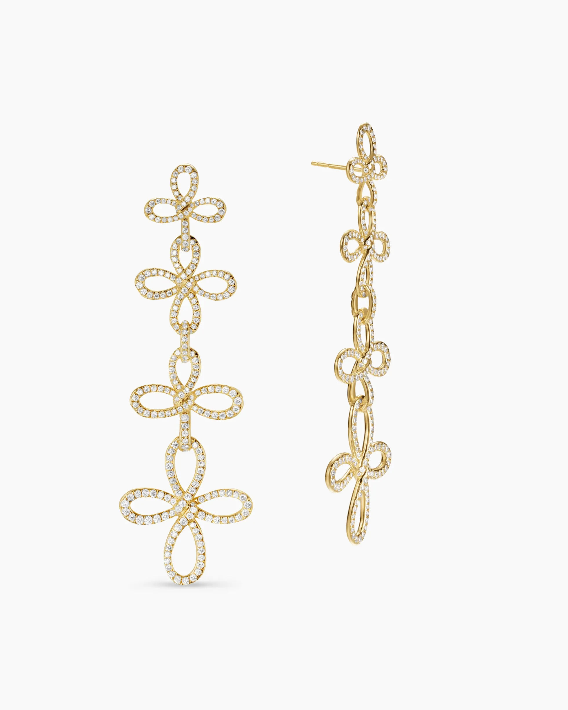 Wisteria® Statement Drop Earrings 18K Yellow Gold with Diamonds, 88.7mm