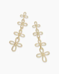 Wisteria® Statement Drop Earrings 18K Yellow Gold with Diamonds, 88.7mm