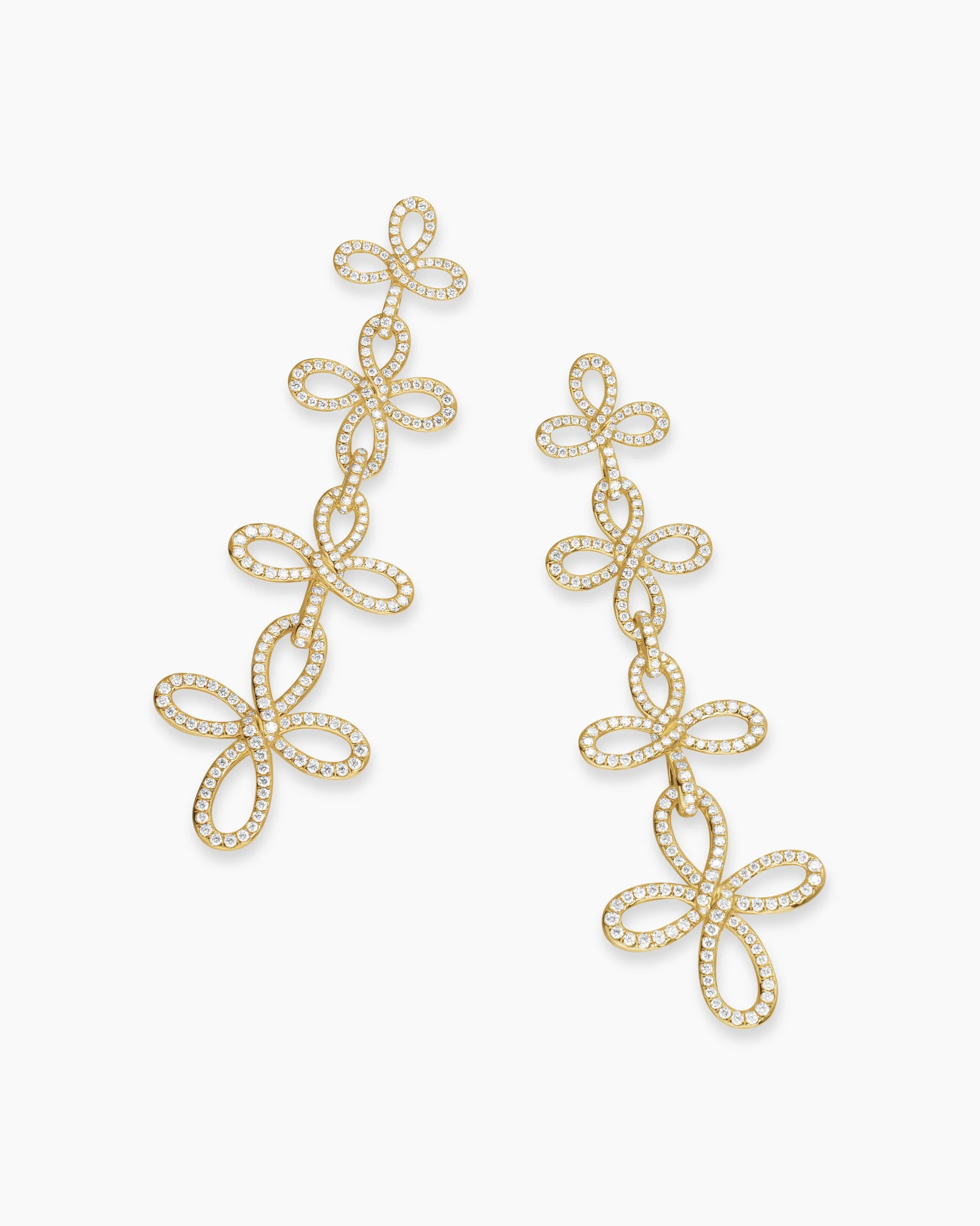 Wisteria® Statement Drop Earrings 18K Yellow Gold with Diamonds, 88.7mm