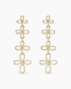 Wisteria® Statement Drop Earrings 18K Yellow Gold with Diamonds, 88.7mm