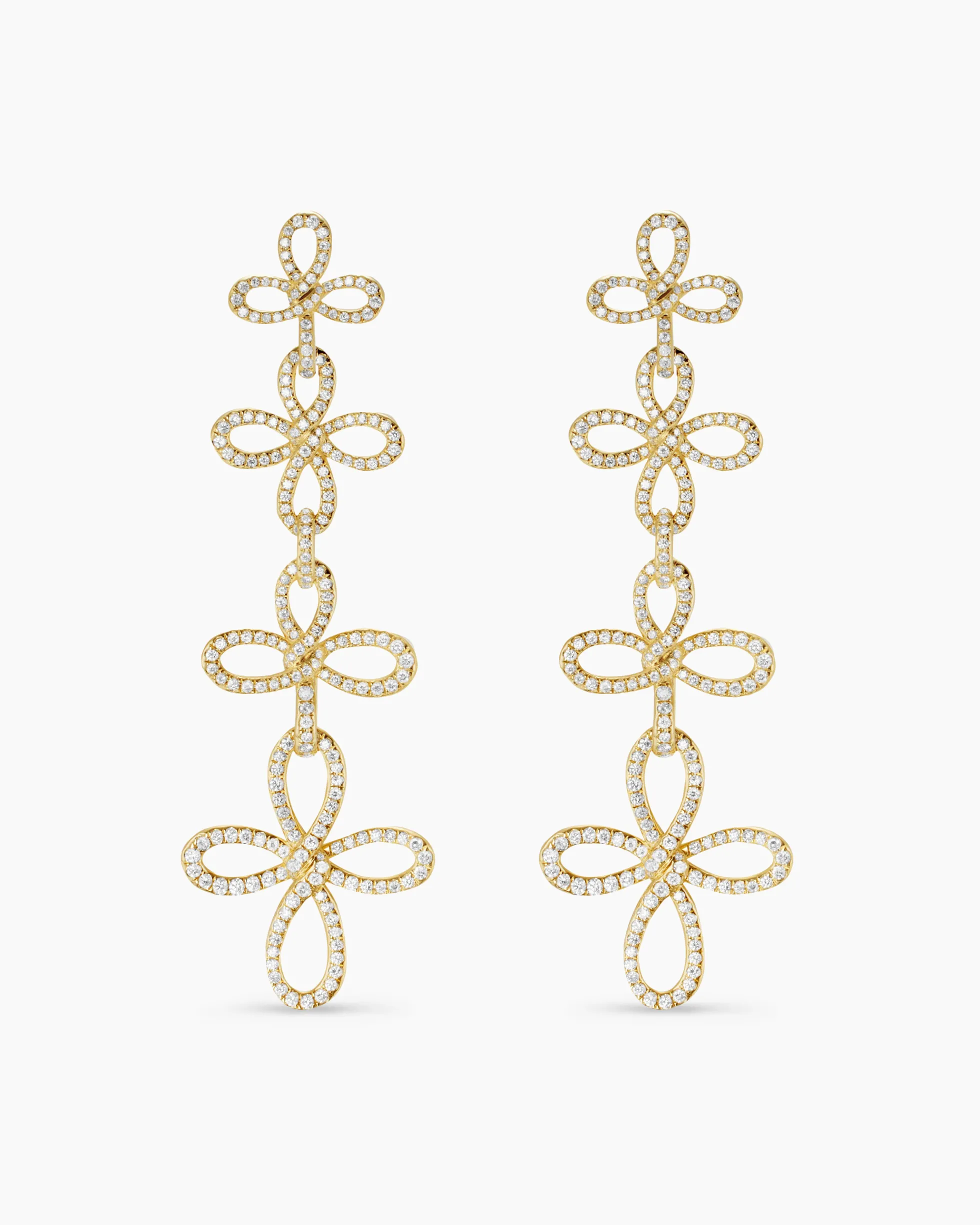 Wisteria® Statement Drop Earrings 18K Yellow Gold with Diamonds, 88.7mm
