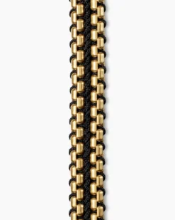 Woven Box Chain Bracelet Black Nylon and 18K Yellow Gold, 10mm